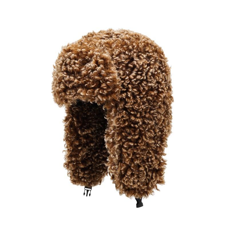 Womens Faux Shearling Fleece Hat Winter Warm Windproof Ear Protection Beanie Cap Outdoor Cold Weather