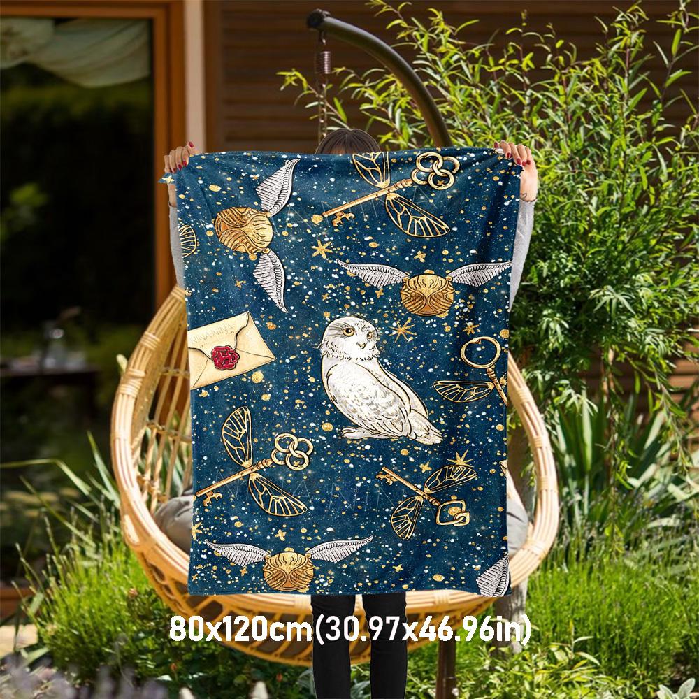 1pc owl golden snitch envelope Outdoor Flannel Throw Blanket All Season Soft Warmth,Home Decor 1031211
