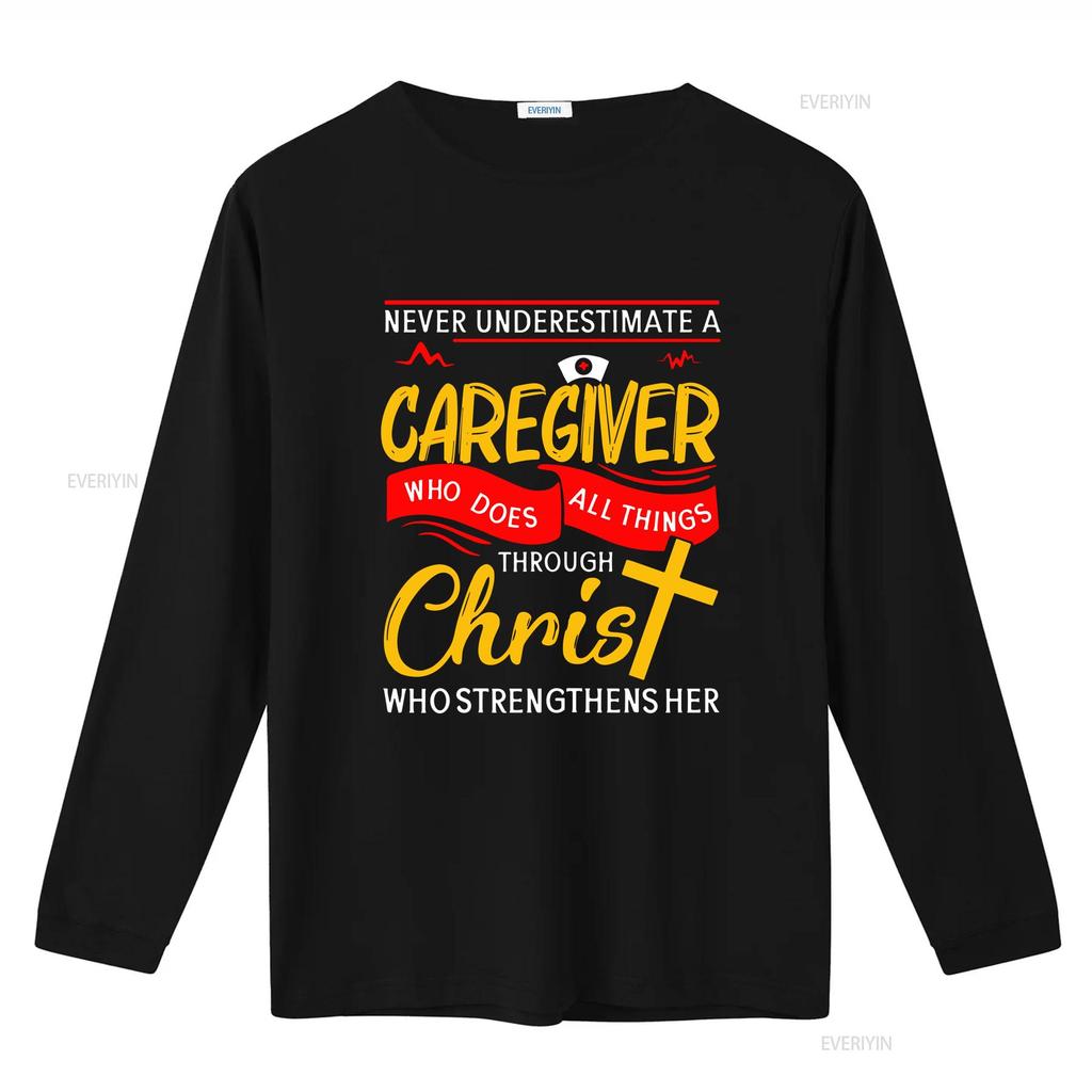 Never Underestimate A Caregiver Who Does All Things T Shirt vintage Washed homme graphic Casual Top For Everyday Wear