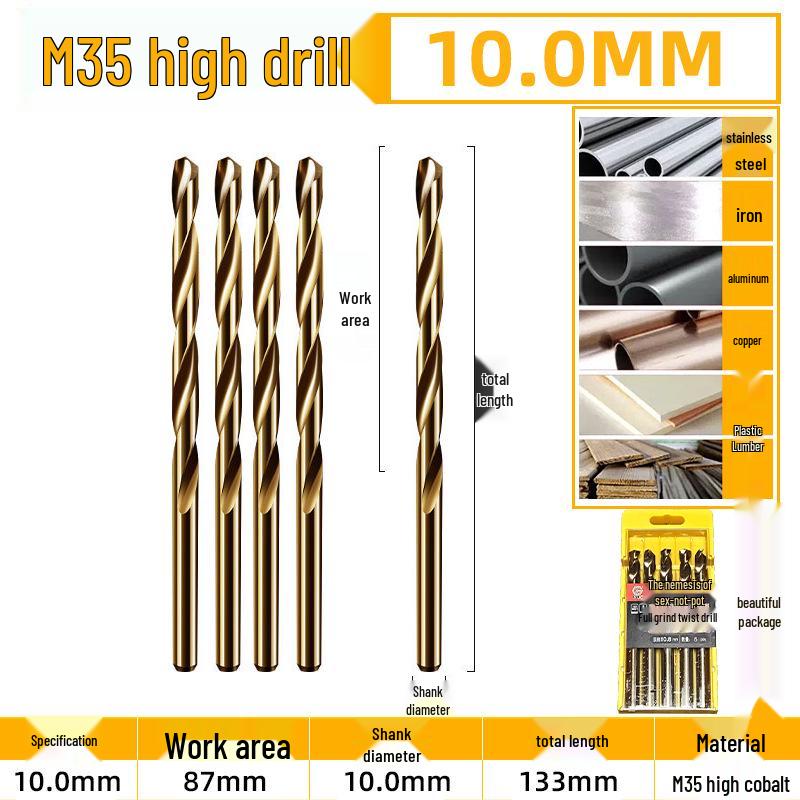 Burghiu elicoidal M35 Cobalt pentru tablă metalică din oțel inoxidabil de înaltă duritate.