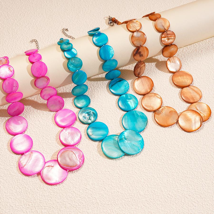 Shell Beaded Round Gradual Change Clavicle Chain Holiday Style Personality Necklace