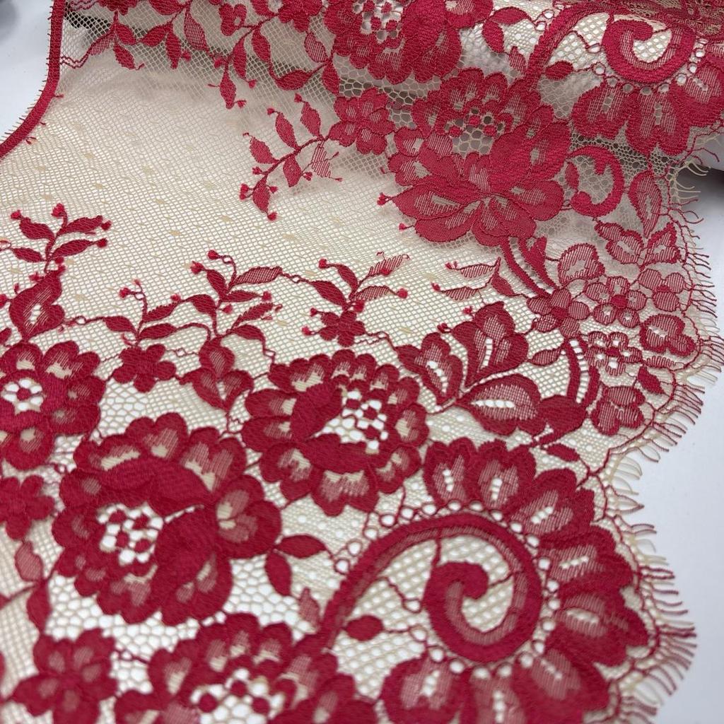 1.45m x 24cm French Chantilly Lace, Non-stretch Eyelash Lace Fabric for Sewing, Bra, Underwear, Lingerie, Dress, Garment, Crafting