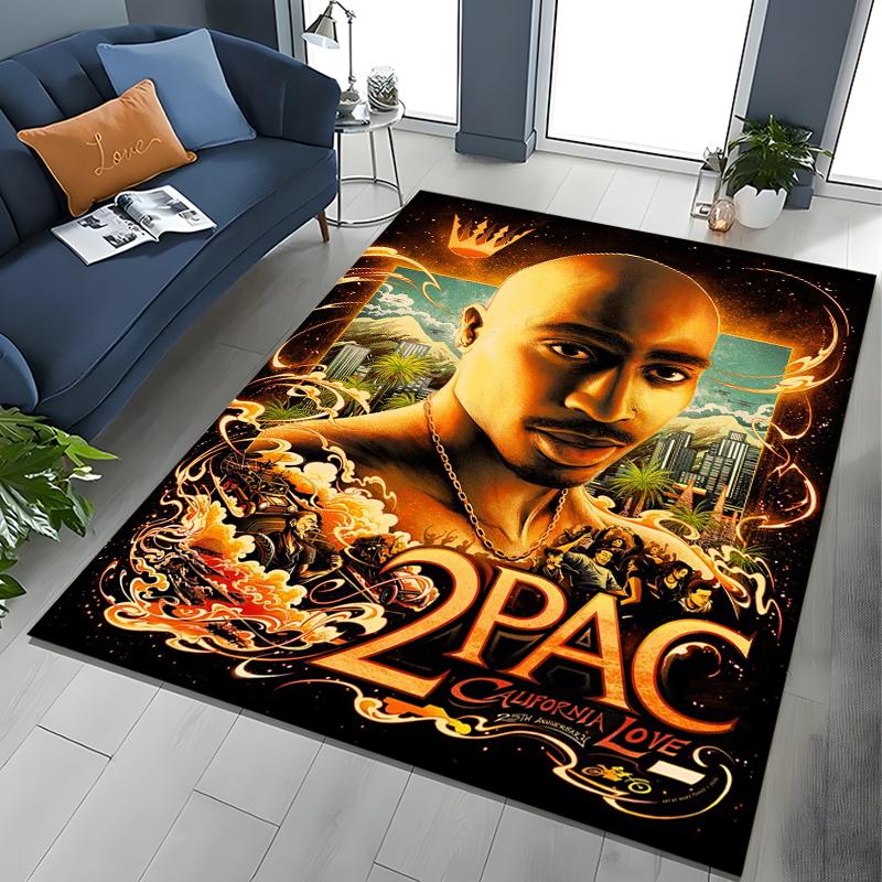 Tupac 2pac Rapper Eminem Hip Hop Rap God Art Rug for Bedroom Living Room Sofa Home Doormat Decor, Large Kids Non-slip Floor Mat