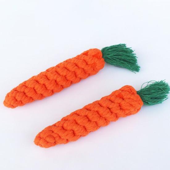 2 Stück Karotten-Hundespielzeug, 22 cm Handgefertigtes Baumwollseil-Hundespielzeug, Geflochtenes Karotten-Kauspielzeug, Abriebfestes Hundezahnreinigungsspielzeug zur Angstlinderung