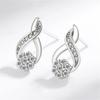 Charm Female Small White Round Zircon Stud Earrings Vintage Silver Color Wedding Party Gift  For Women