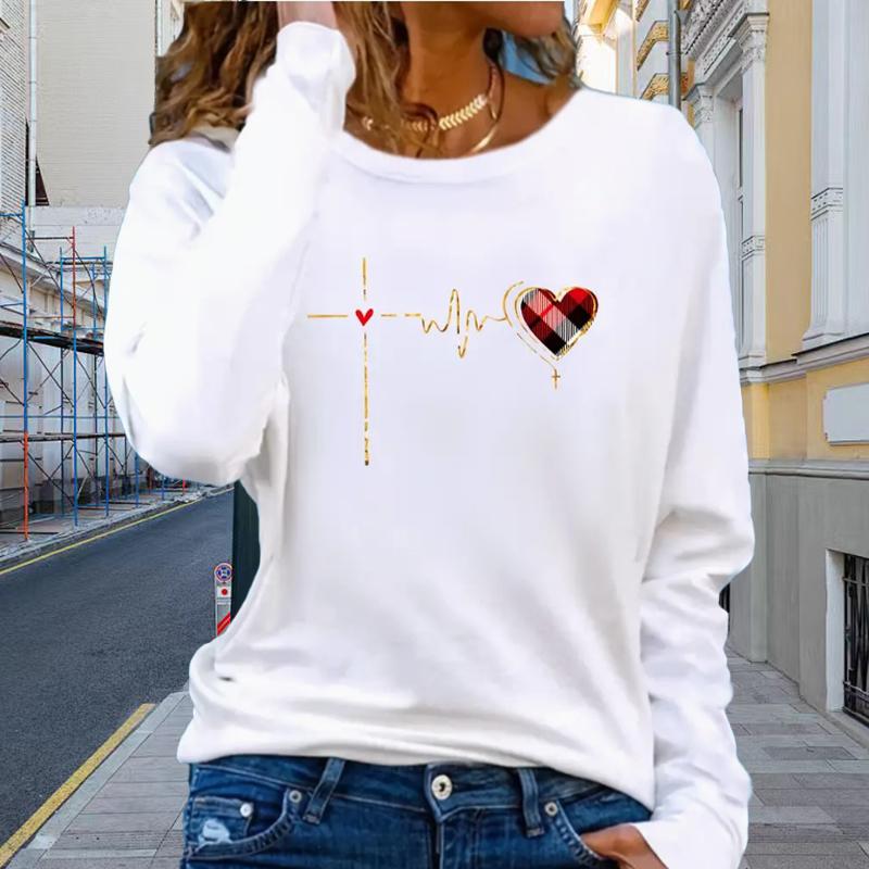 

Топы для женщин Big Love Circuit Print Round Neck с длинным рукавом футболка осенний повседневный тонкий пуловер женский топ с длинным рукавом 4XL белый