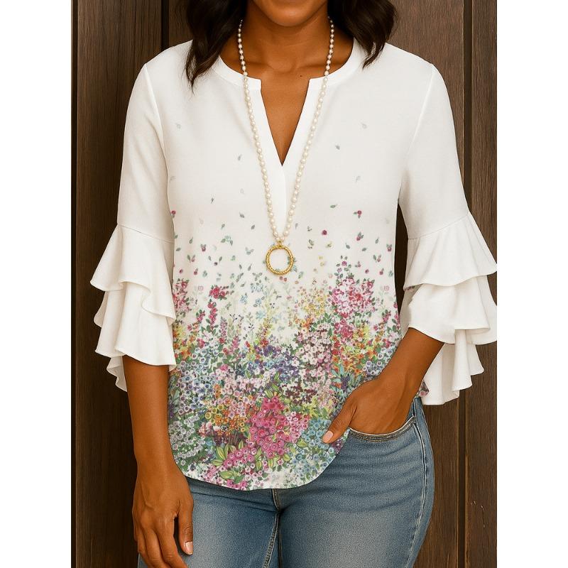 BITCED Women's Fashion Casual 3/4 Sleeves V Neck Blouses & Shirts