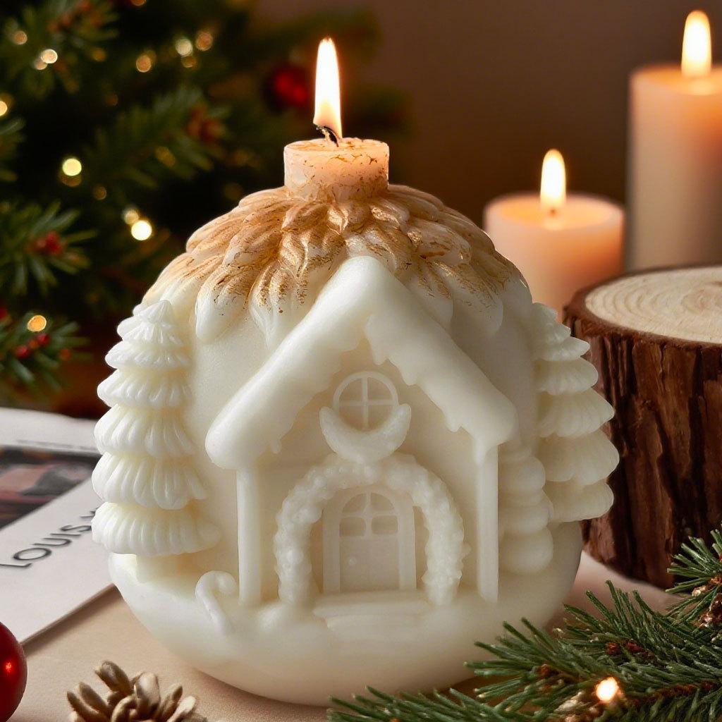 DIY Christmas Tree House Silicone Mold Handmade Aroma Candle Plaster Resin Ornaments Mould Christmas Candle Making Supplies
