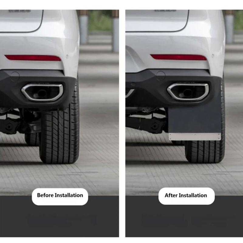 Vehicle Front Rear Wheel Tire Mud Guard Set for Cars with EVA Composite Panels, Metal Mounting Plates, and Lower Body Road Debris Control for Daily