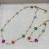 Vintage Color Flower Beaded Titanium Steel Necklace Female Dopamine Girl Small Flower Choker Collarbone Chain Bracelet Set