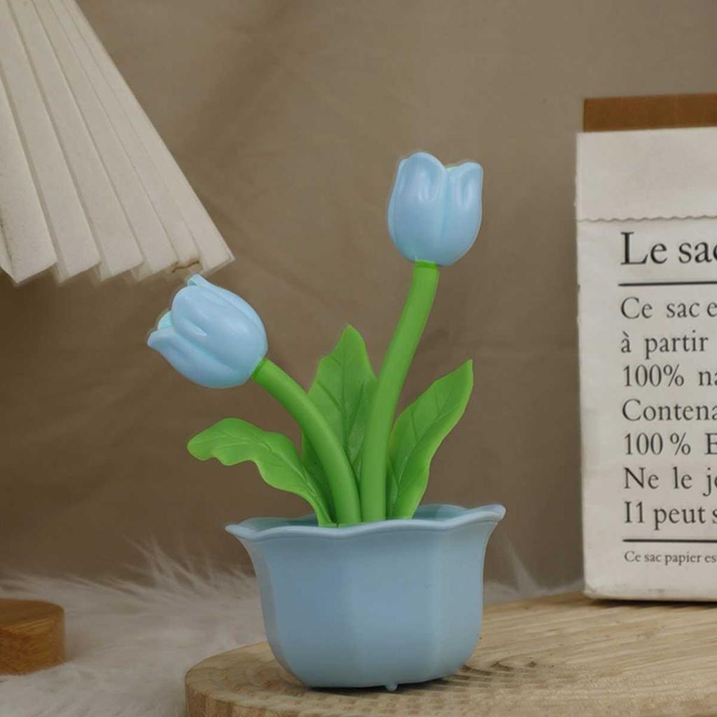 Artificial Tulip Table Lamp Bedside Atmosphere Night Light Simulation Flower Desktop Light Romantic Flower Gift Home Decoration