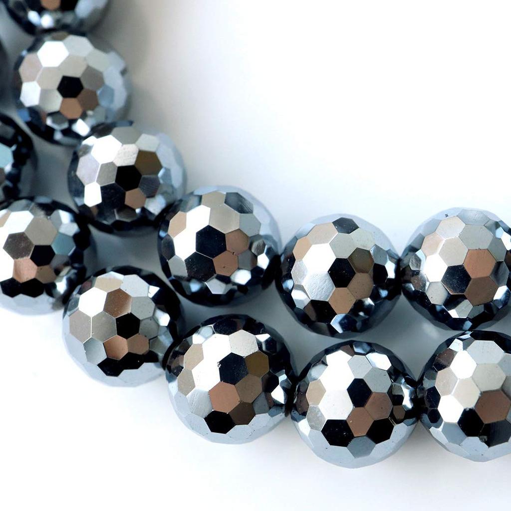 [GOLD STONE] Genuine Terahertz Ore Necklace, Mirror Cut, 8mm, 40cm, High Purity (99.999%), Sparkling Like a Mirror Ball