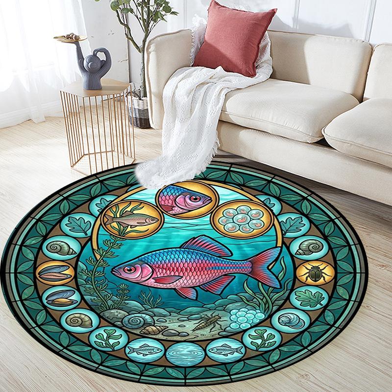 Aquatic Life Cycle Round Area Rug Under Office Chairs Bedroom Living Room Home Decor