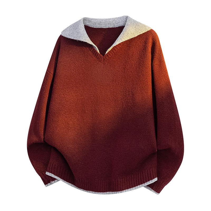 

Pullovers Long Sleeves Sweaters Unisex Sweater Spring and Autumn Loose False Two-piece Bottoming Knit Sweater Couple Models Wool Tops 3XL