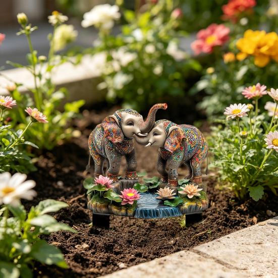 Cute Animal Garden Stake, 2D Acrylic Chickens Elephants Yard Art Stake, Waterproof Outdoor Squirrel Decoration for Lawn Flower Bed Planter Decor