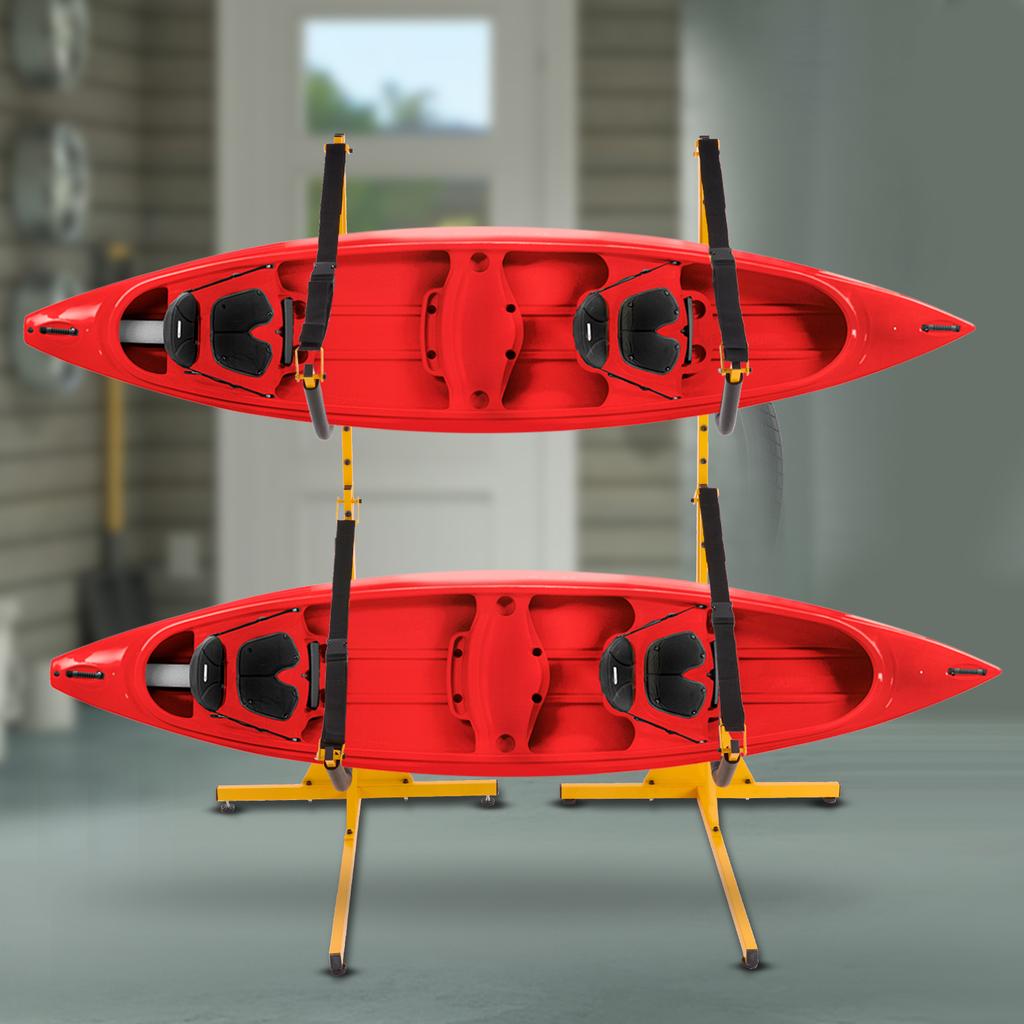 Kayak Opbergrek 240LBS Totale Capaciteit Houdt 2 Kajaks Verstelbaar Ontwerp Krasbestendige EVA Beschermers Ruimtebesparend Vloerbevestiging