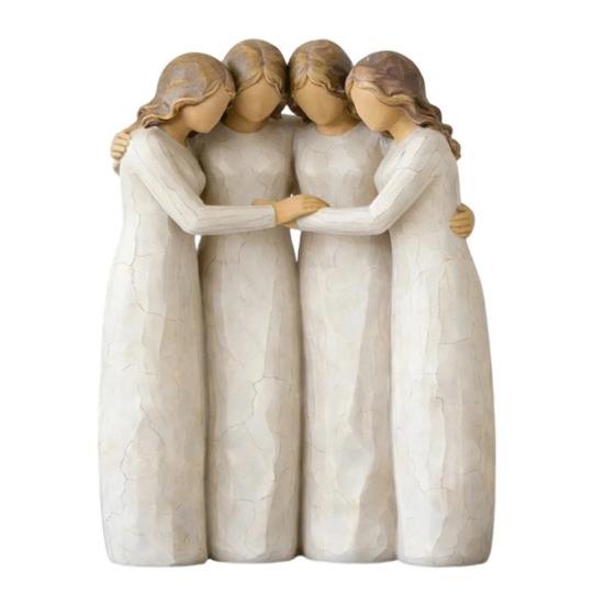 Sister Ornaments Four Women Friendship Figurine Decor, Sisterhood Statue Gift for Friends, Sisters Decorative Home and Moms, Faceless