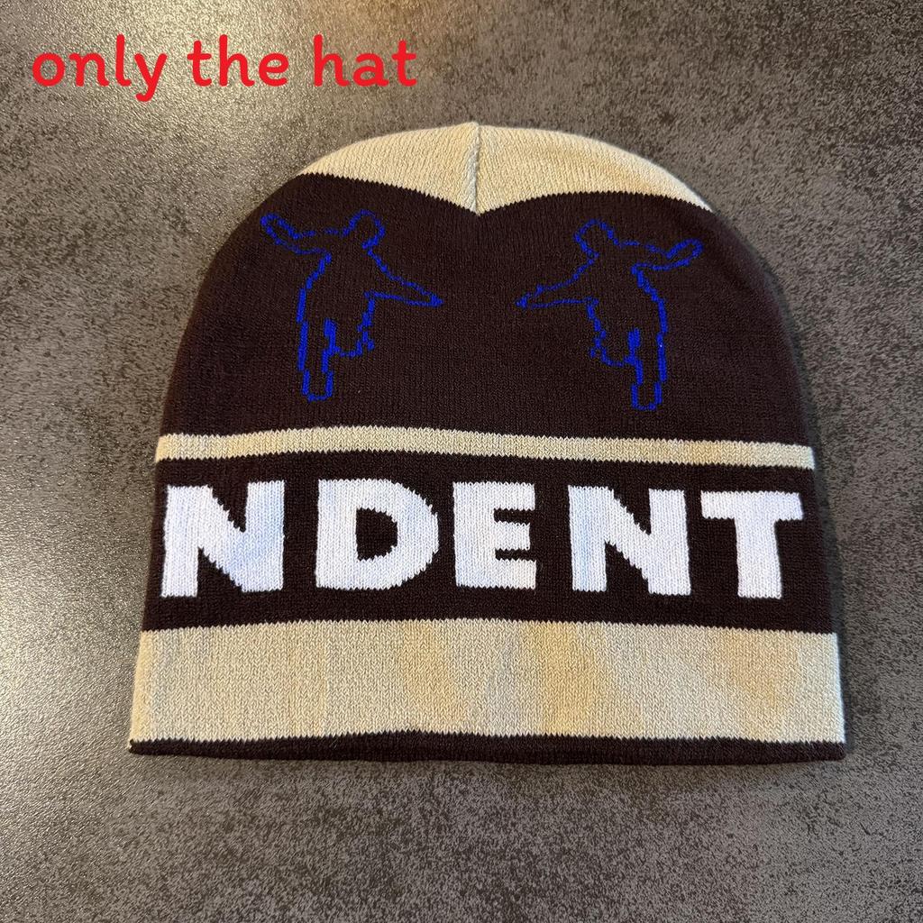 Acrylic Knit Beanie Hat With Colorblock Pattern And Warmth For Men And Women коричневый