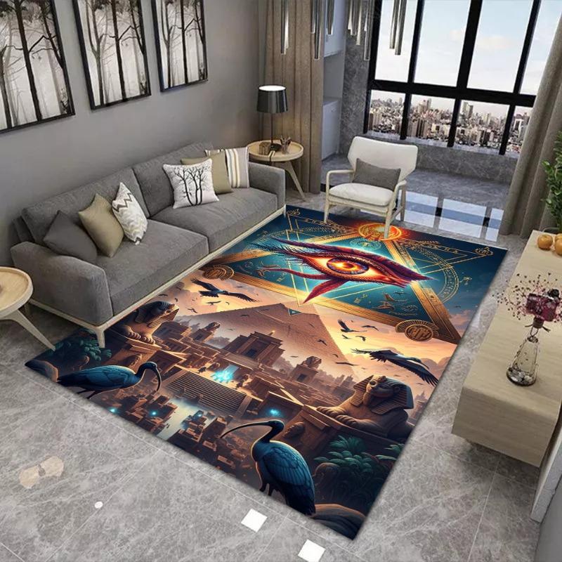 Eye of Horus Pyramid Large Area Rug Wear-resistant Carpet for Living Room Bedroom Soft Floor Mat Home Decorate Culture Worship