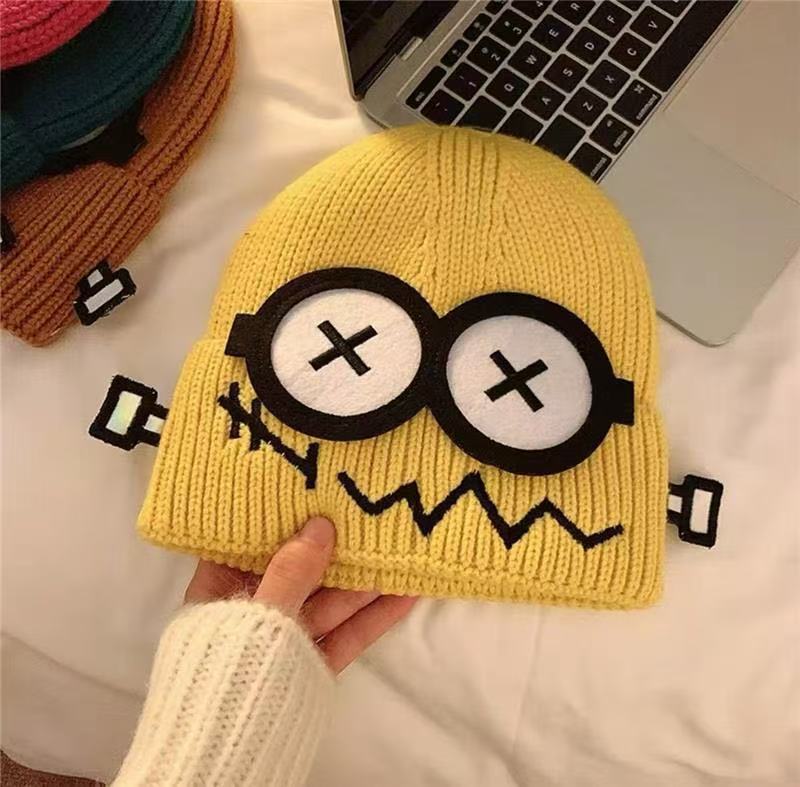 1PCS New Funny Knitted Hat for Women, Autumn and Winter Warmth Cute Big Eyed Cartoon Ear Protection Hat for Student Gifts