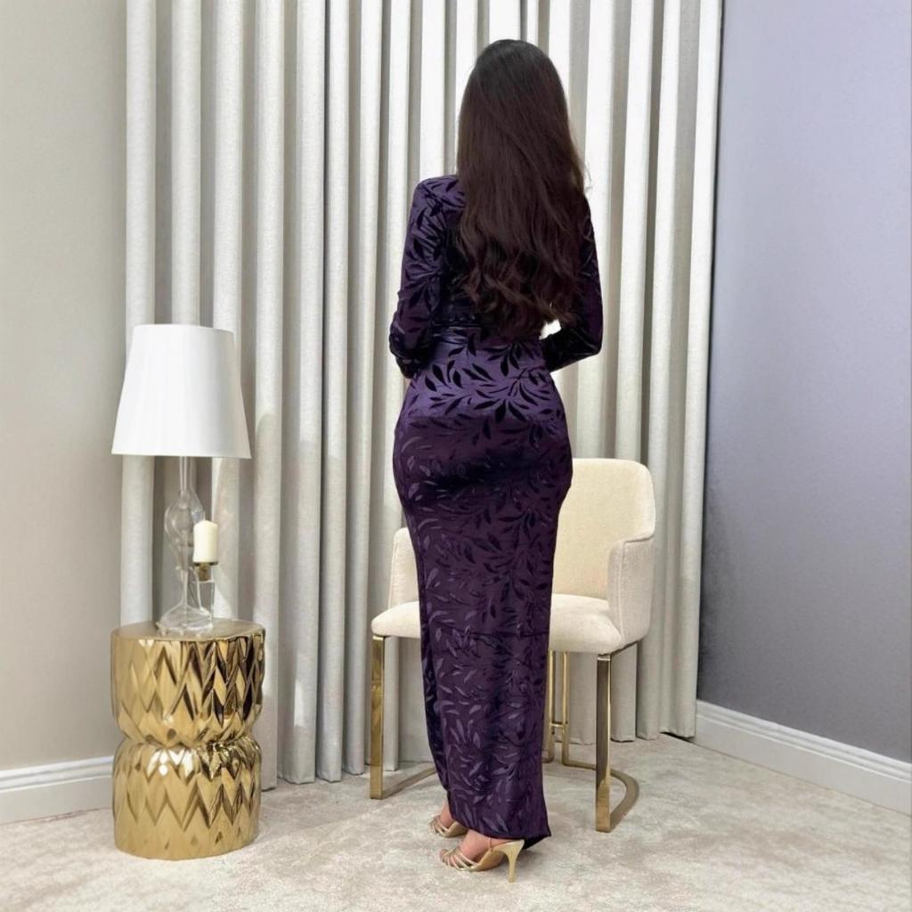 Fall Winter Women's Sexy Bodycon Velvet Evening Dress For Crossborder Party Cocktail