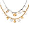 Stainless Steel Ocean Style Necklace with Seashell & Starfish Pendant for Women