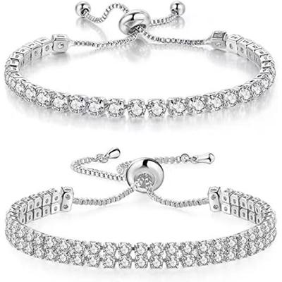 Bracelet Set White Zircon Tennis Pull Bracelet Single Row Diamond Double Row Diamond Jewelry Factory