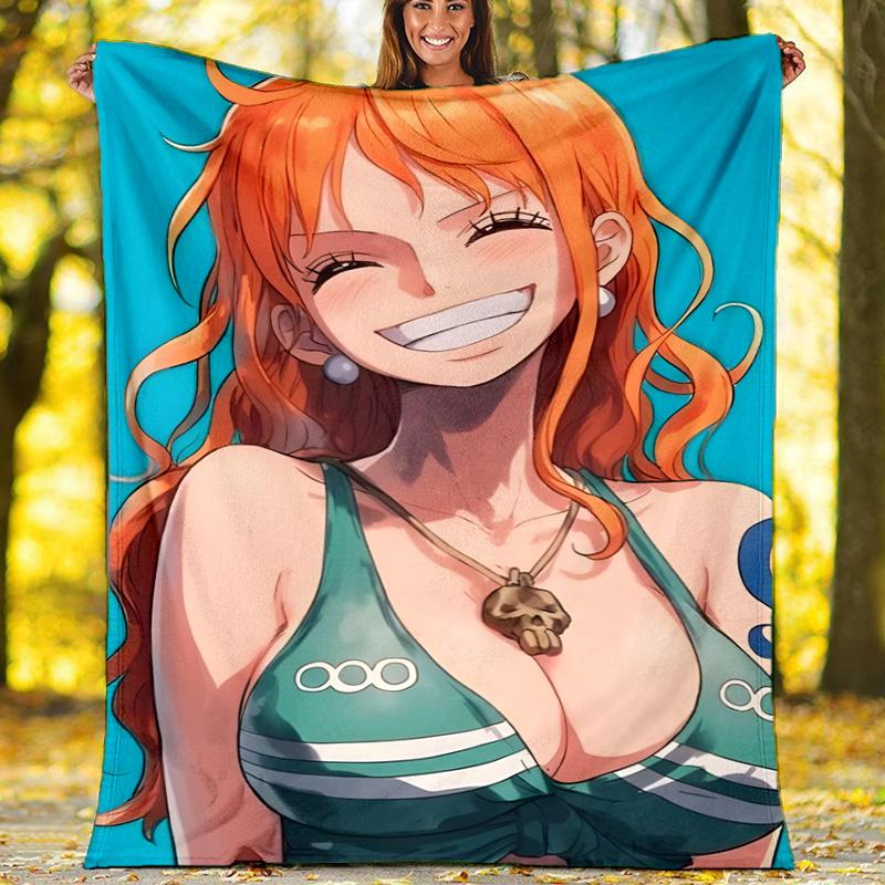 1pc N-Nami Theme Blanket - Digital Print, Polyester, Cozy for All Seasons, Perfect for Outdoor, and Travel
