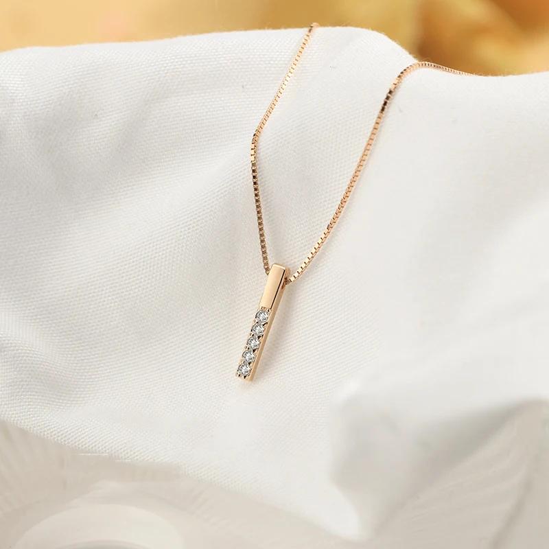 

New Arrived 925 Sterling Silver Zircon Rhinestone Strip Shape Pendant Necklaces for Women Hot Wedding Jewelry Accessories Gift золотий