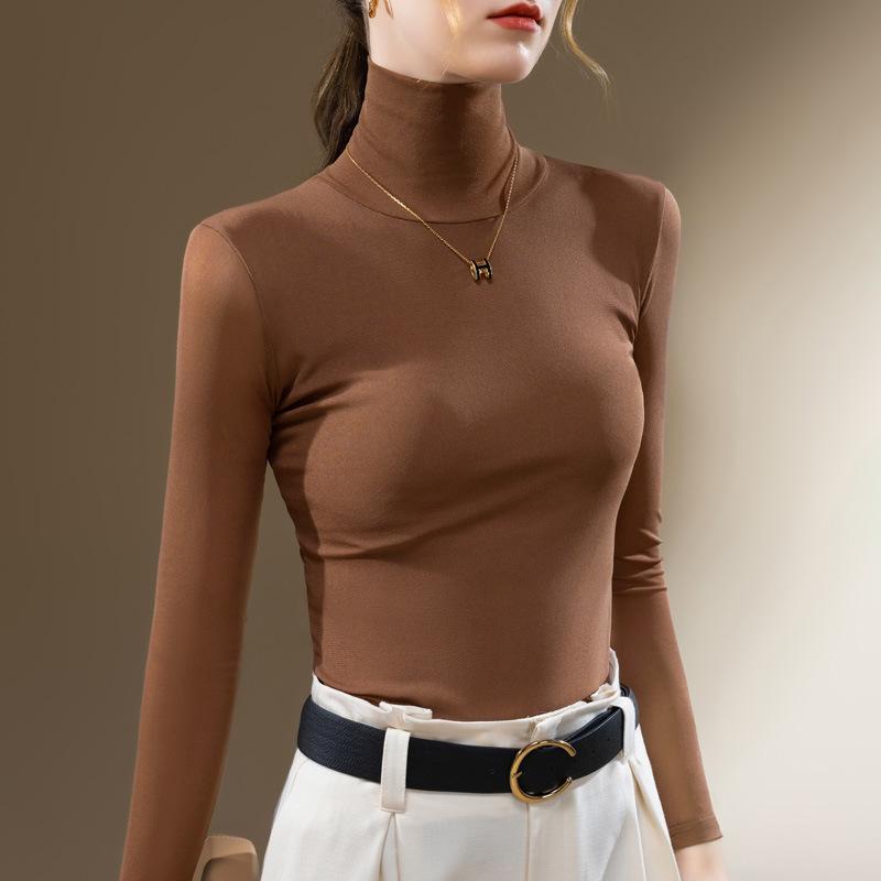 High-neck Mesh Base Shirt for Women New Women's Temperament Long-sleeved Fashionable Shirt Underwear