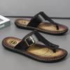 Übergröße Mode Weiches Leder Herren Flip-Flops Outdoor Wasserdichte Strandsandalen Sommer Herren Hausschuhe
