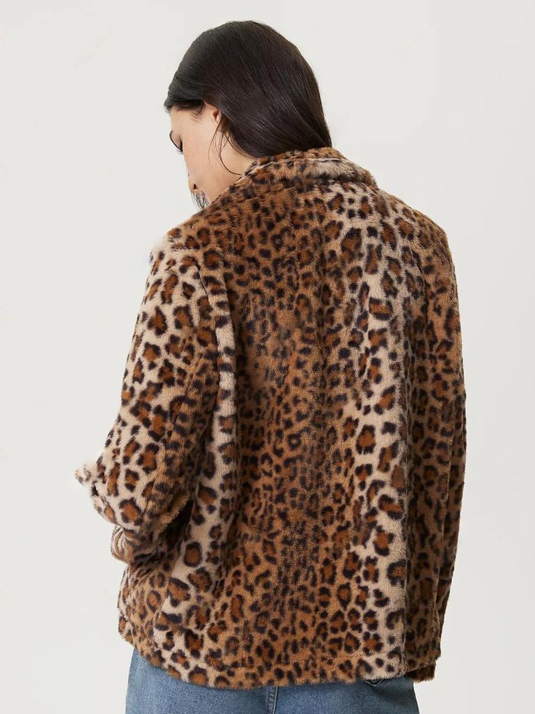 Women's European & American INS New Leopard Print Button-Down Lapel Coat