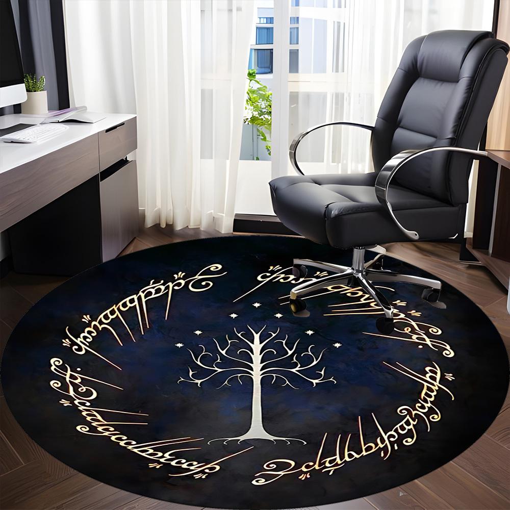 1pc Lord of the Rings Office Round Area Rug, Indoor Mat Suitable For Office, Under Office Chairs Bedroom Living Room Home Decor, Room Deco