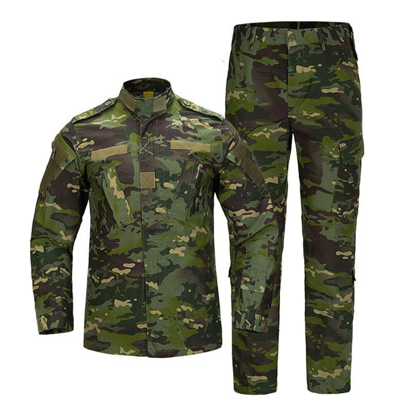 Mens Tactical Camo Combat Uniform Set Outdoor Hiking Training Wear Breathable Durable Rip-Resistant