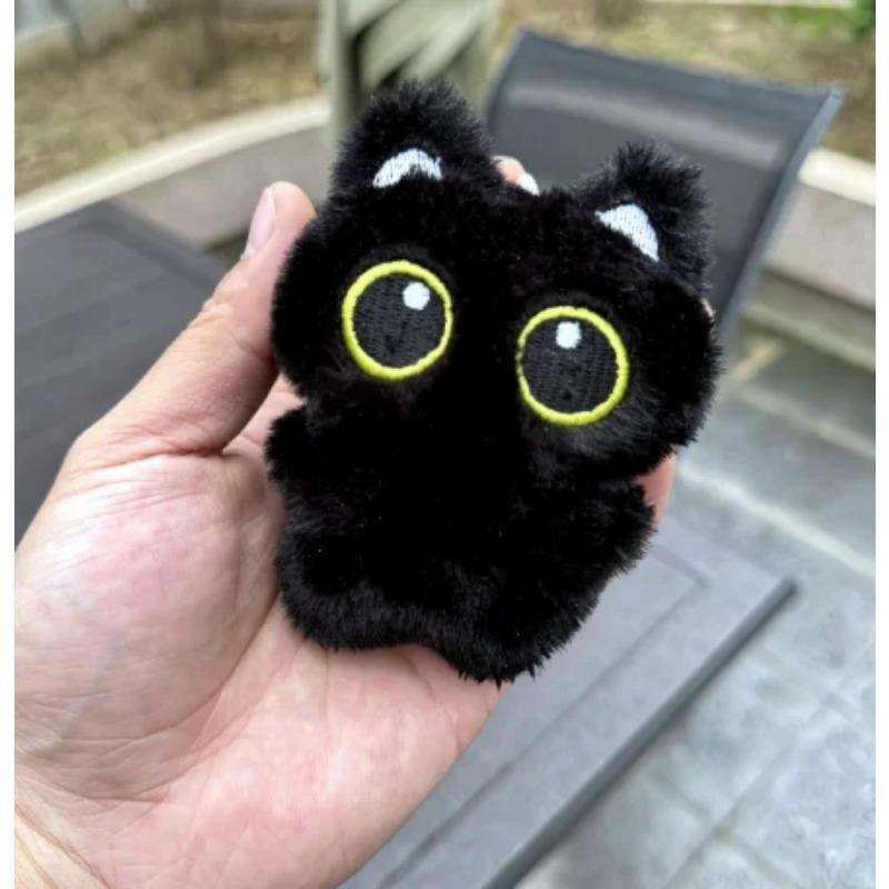 Little Black Cat Bag Pendant Cartoon Cute Animal Plush Doll Student Backpack Fashion Pendant Car Keychain Birthday Surprise Gift