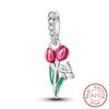 copper Palette Pink Tulips Charm Bead Charms Bead Compatible With Authentic Bracelets Pendant Dangle Do It Yourself Jewellery Gift Ideal For Women