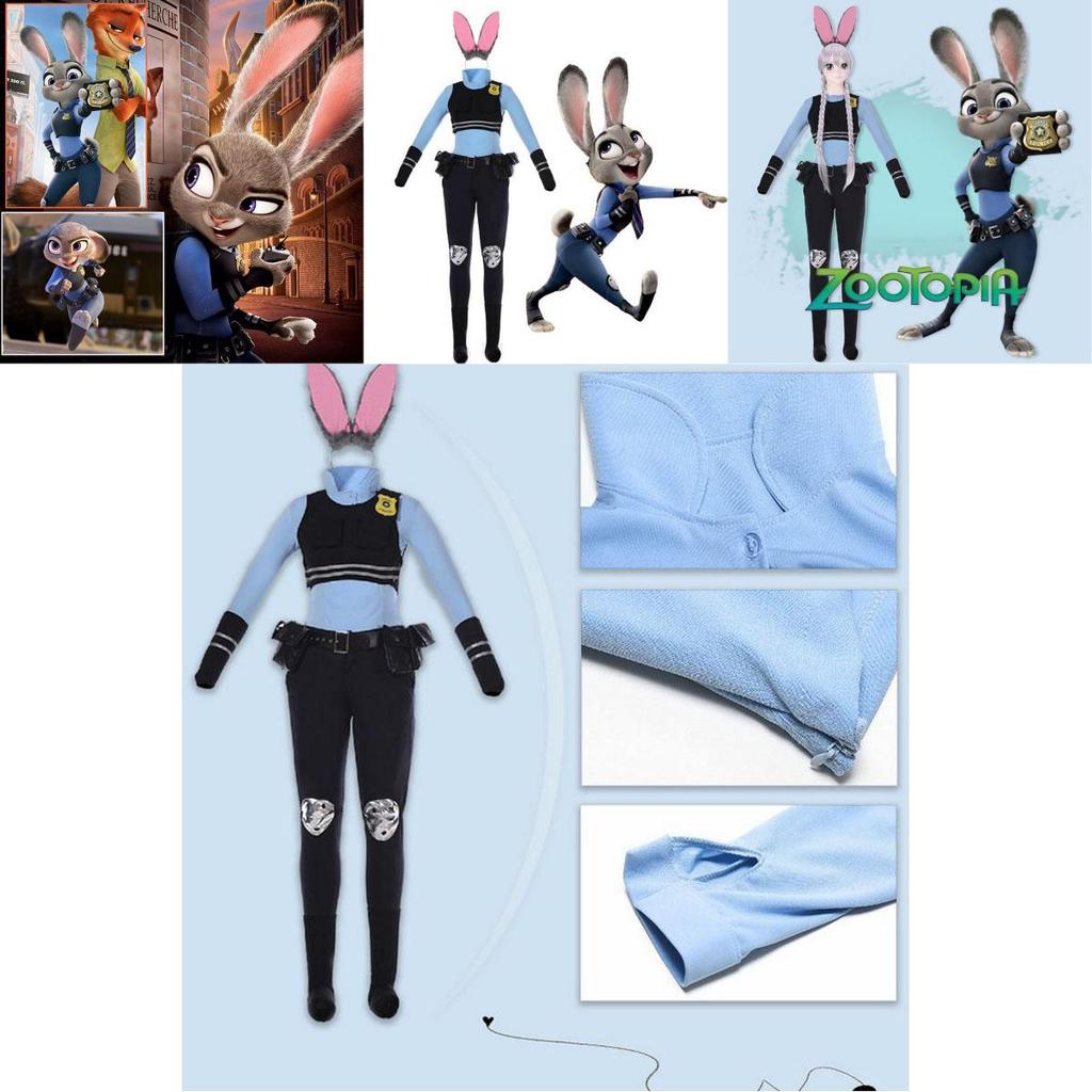 Premium Quality Zootopia Rabbit Bunny Officer Judy Hopps Cosplay Costume For Parties
