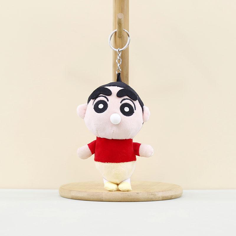 Cute Crayon Shin-chan Plush Keychain Adorable Soft Short Plush Toy Doll RedShin