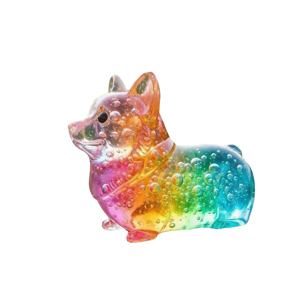 Colorful Clear Glass Puppy Figurine, Dog Ornament With Gradient Effect