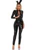[Maeau] Full Body Tights Bodysuit Leather Glossy Catsuit Women's Cosplay Adult Costume Underwear Bondage Cutout Party Halloween Sexy Leotard #Bodysuit