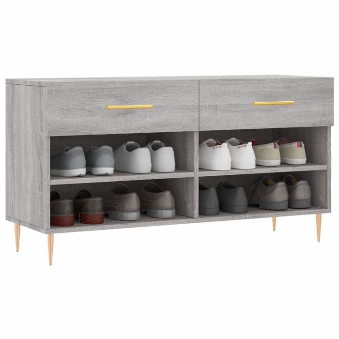 VidaXL Shoe Bench, Shoe Cabinet with 4 Shelves and Legs, Shoe Rack with 2 Drawers Living Room, Modern, 829730