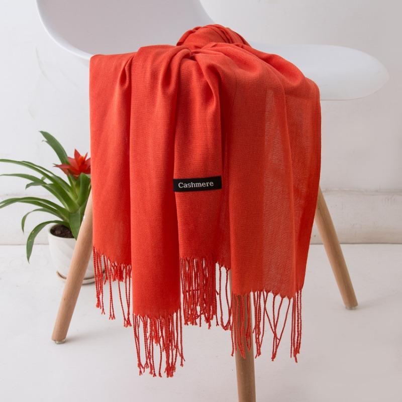 Solid Color Imitation Cashmere Scarf Women, Thin Spring and Summer Long Air Conditioner Shawl, Autumn and Winter Warm Malaysian Headscarf