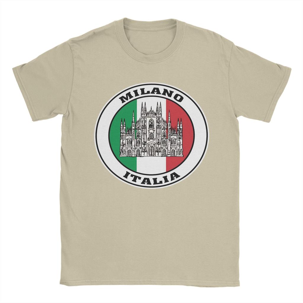 Milano Italia Travel Souvenir Italian Flag Sticker Milan Italy Badge TShirt Cotton T Shirts For Unisexs Tshirt Short Sleeves Tees