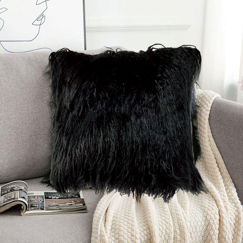 45/50cm Cushion Cover Modern Simple Soft Fluffy Pure White Plush Pillow Home Cushion Artificial Imitation Wool Pillow Cover