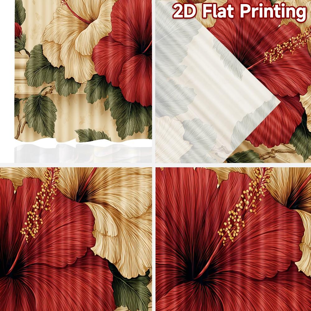 2D FLAT PRINTING 2pcs Curtains (Without Rod) Floral Hibiscus Arrangement Saint Patrick is Day Festival Chic Print Curtains