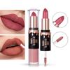 Double Head Matte Lip Glaze Non-stick Cup Velvet Mist Lip Glaze 2-i-1 vanntett, langvarig fuktighetsgivende lipgloss