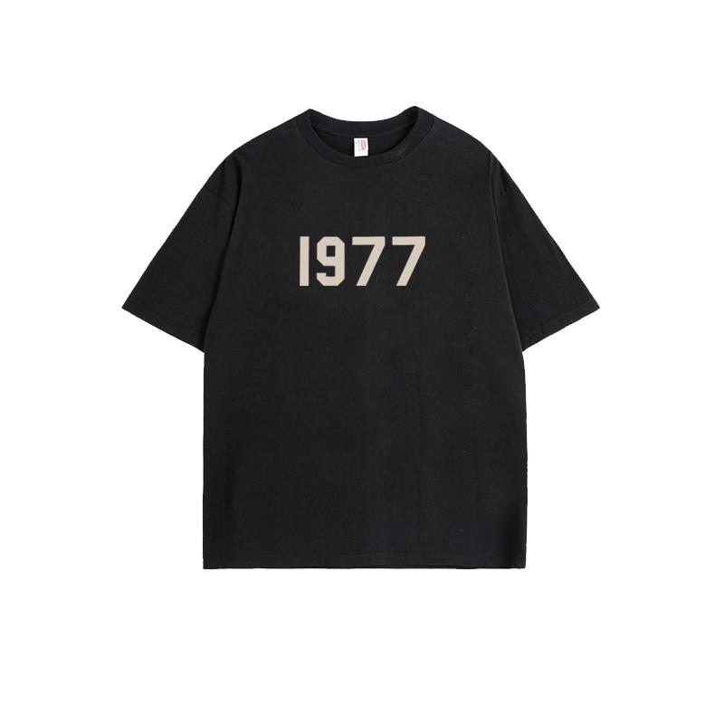 ESSENTIALS Short Sleeve Cotton Heavy T-shirt for Men and Women Summer Slimming American High Street Design Emotional Pair Top