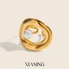 Xia Ling Elegant Open Stainless Steel Ring with Imitation Pearl Inlay - Light Luxury, Non-fading Women's Jewelry