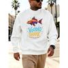 Men's Graphic Print Crew Neck Sweatshirt With Voodoo Shark Fish Design Christmas Halloween, Loose Fit Streetwear.
