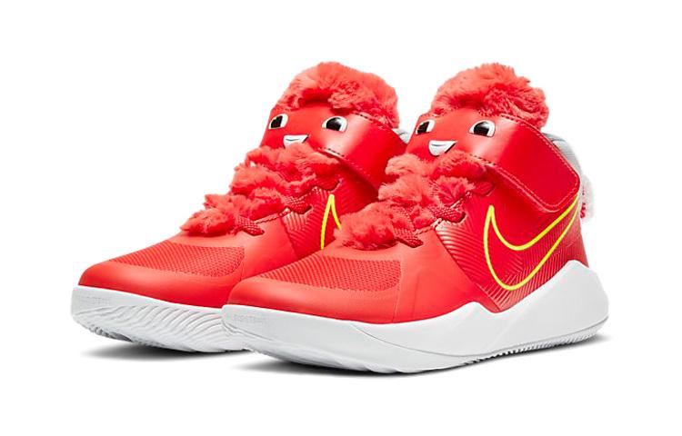 Nike Team Hustle D 9 LI Hook and loop Mid top Children's Basketball Shoes Red Yellow Children Aged 3 7 Years Old CT4063-600